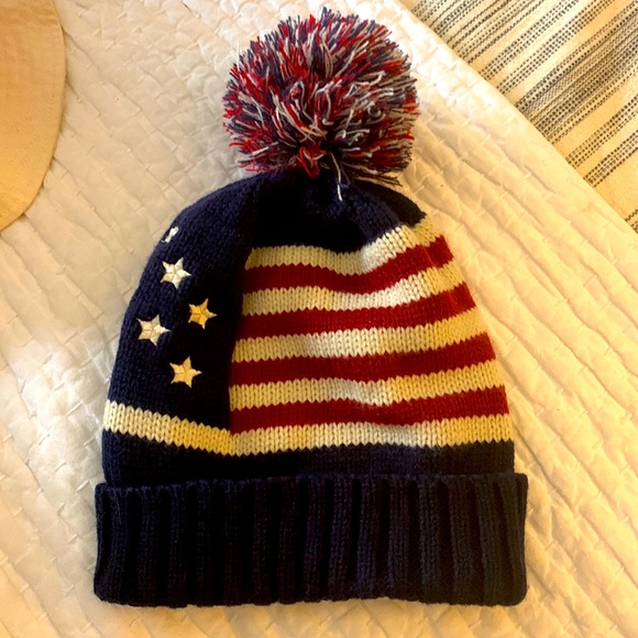 Patriotic Beanie with Pom Pom - Picture 1 of 1
